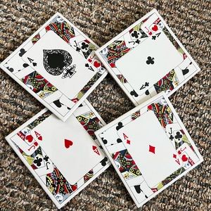 Unique Playing Cards Square Ceramic Coaster Set